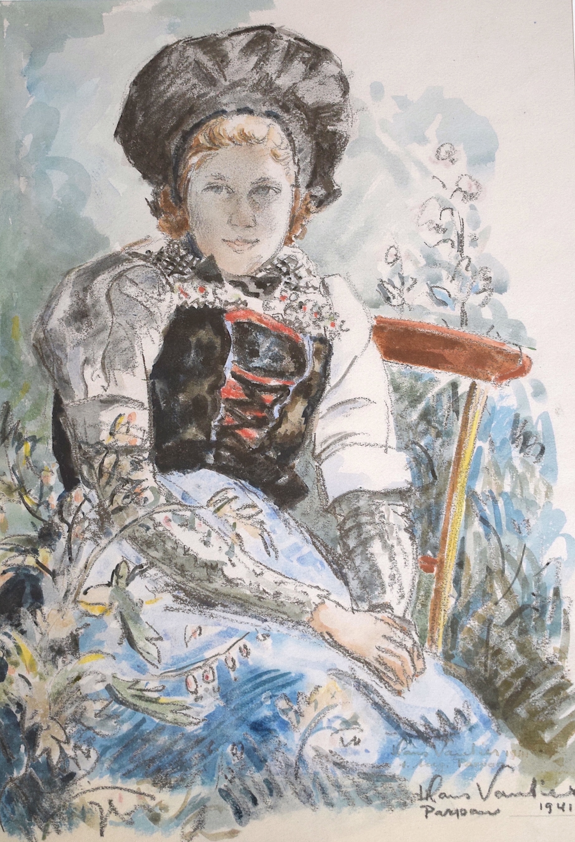 Hans Vauthier Vautier Bauernmädchen Parpan