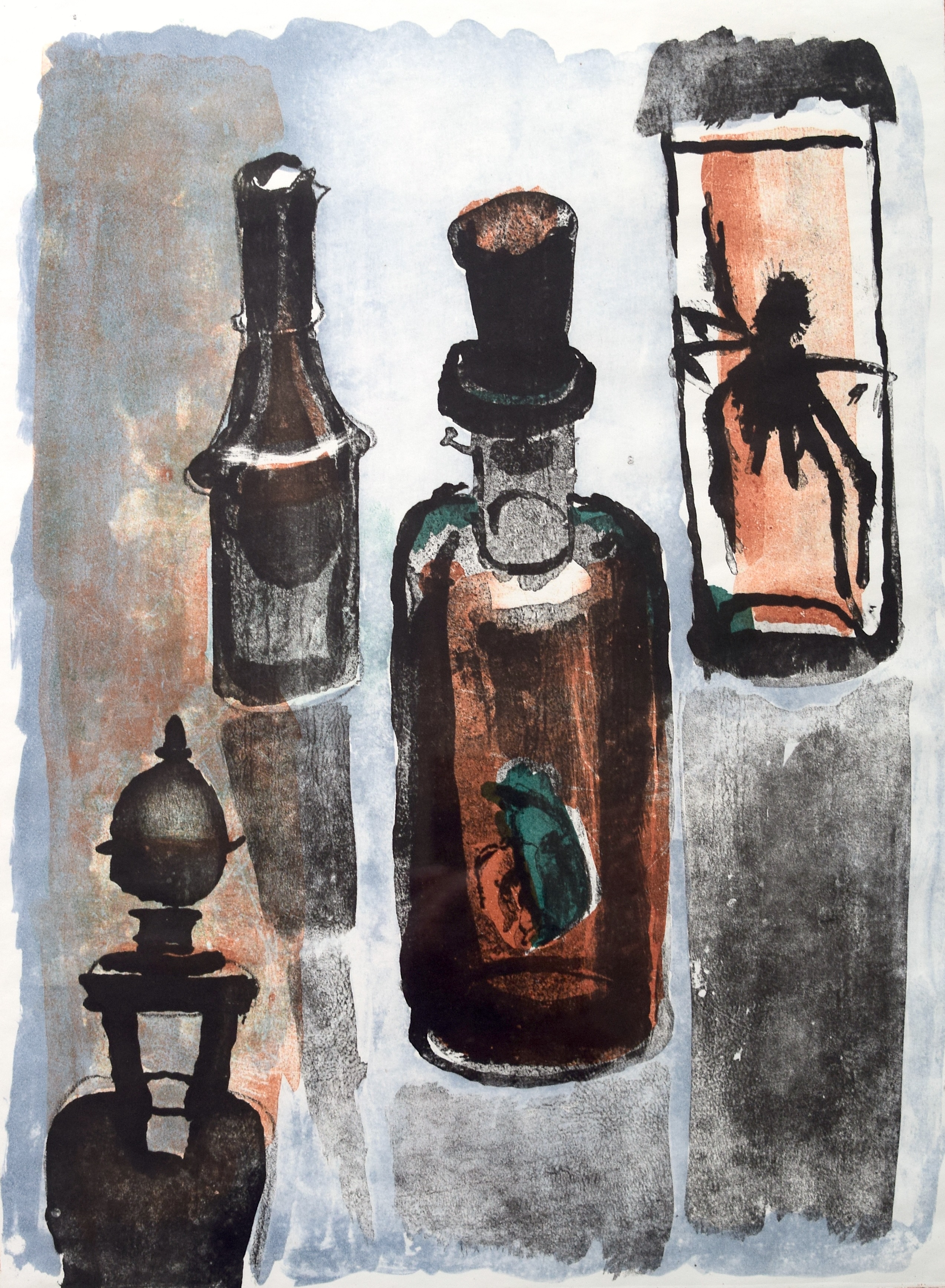 Secondo Püschel Stillleben Flaschen Aquarell